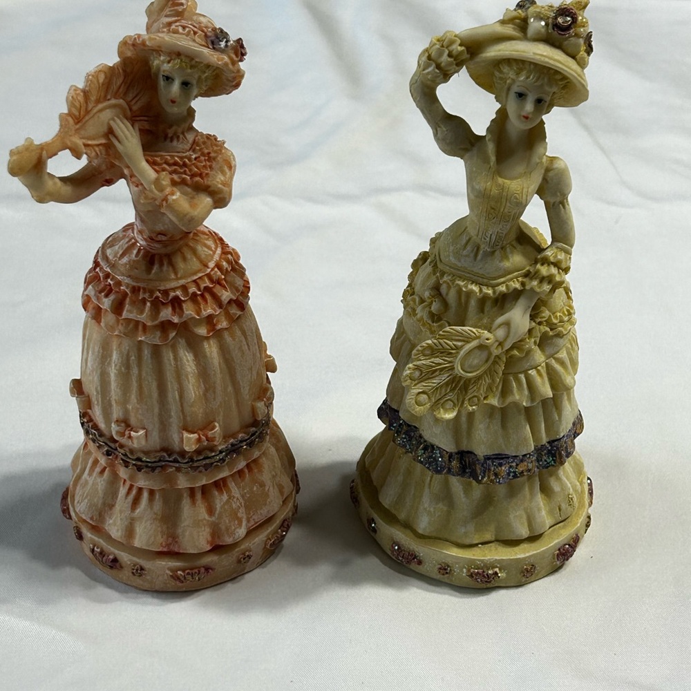 2 Vintage Victorian K's Collection Decorative Formal Dress Woman Figurine